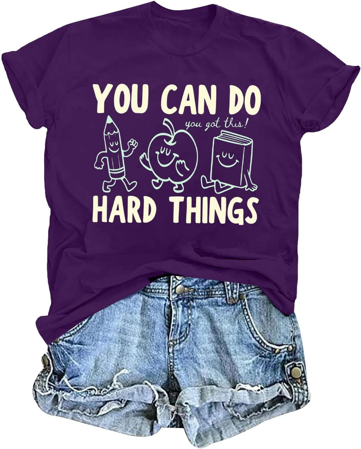 You Can Do Hard Things Shirt Teacher Tshirts Inspirational Tees for Women - Purple