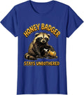 Honey Badger Stays Unbothered Funny Animal Meme Humor T-Shirt, Women, Royal Blue, Small - As Pictured