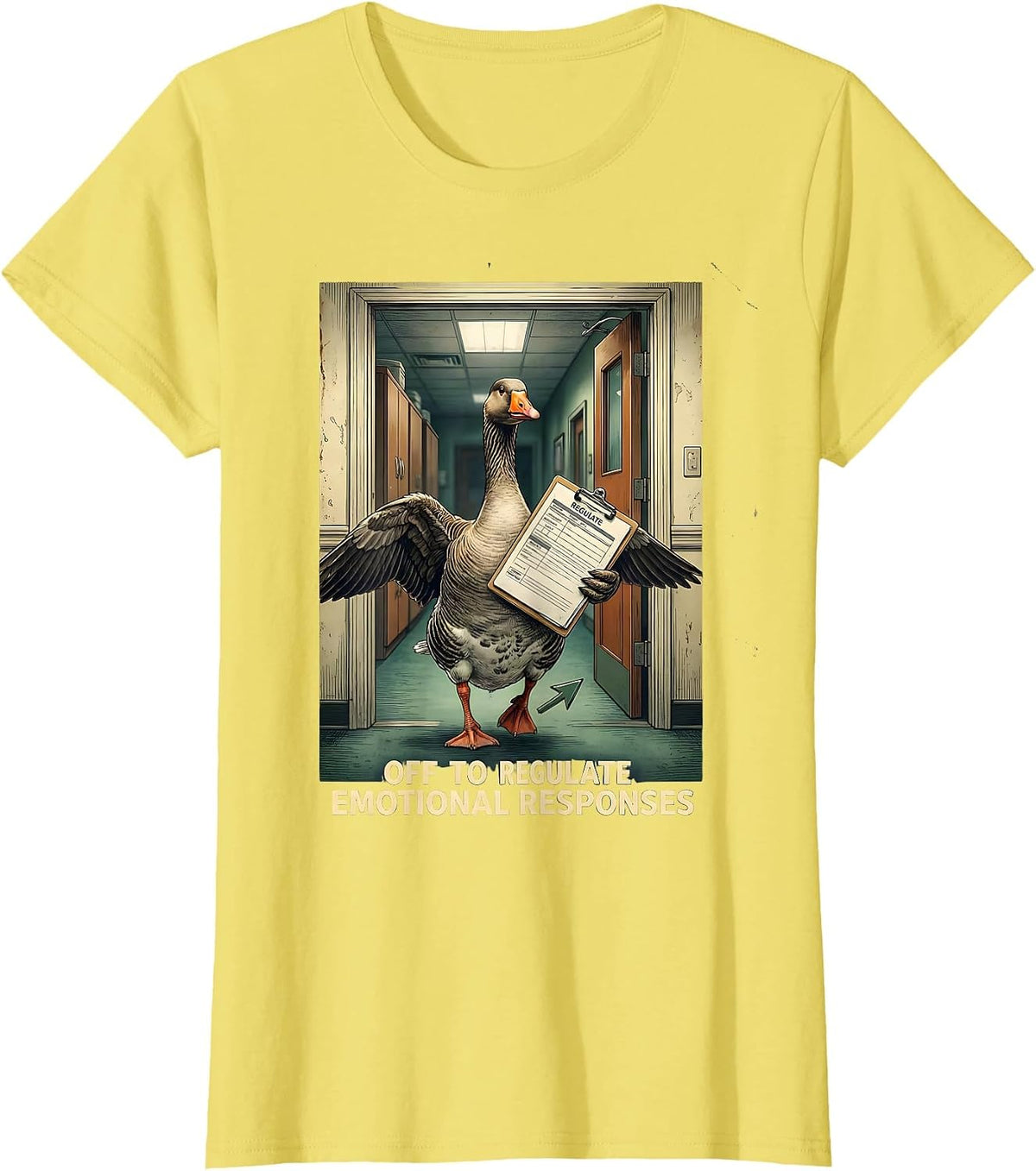 Off to Regulate Emotional Responses Vintage Funny Therapist T-Shirt - Lemon Yellow