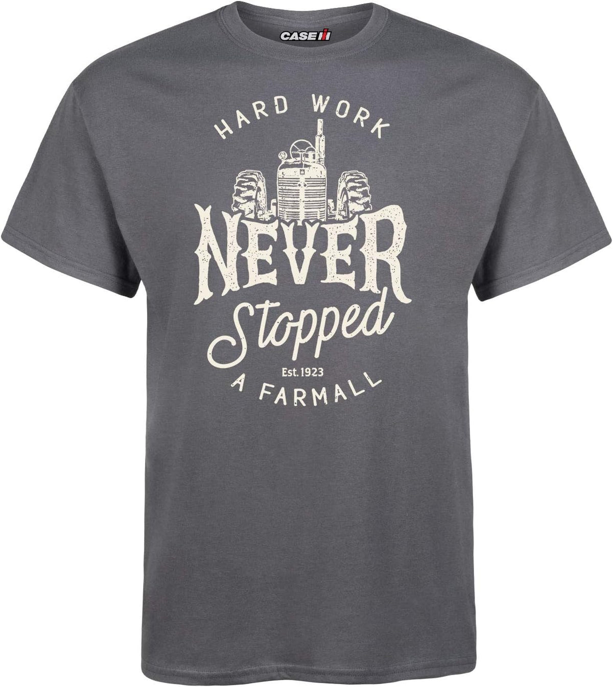 Country Casuals Hard Work Farmall - Men's Short Sleeve Graphic T-Shirt - Charcoal