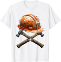 Labor Day Hardhat Crossed Sledgehammers Graphic T-Shirt - White