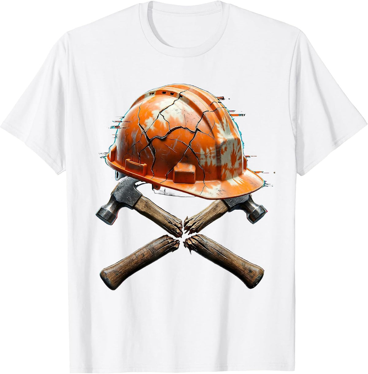 Labor Day Hardhat Crossed Sledgehammers Graphic T-Shirt - White