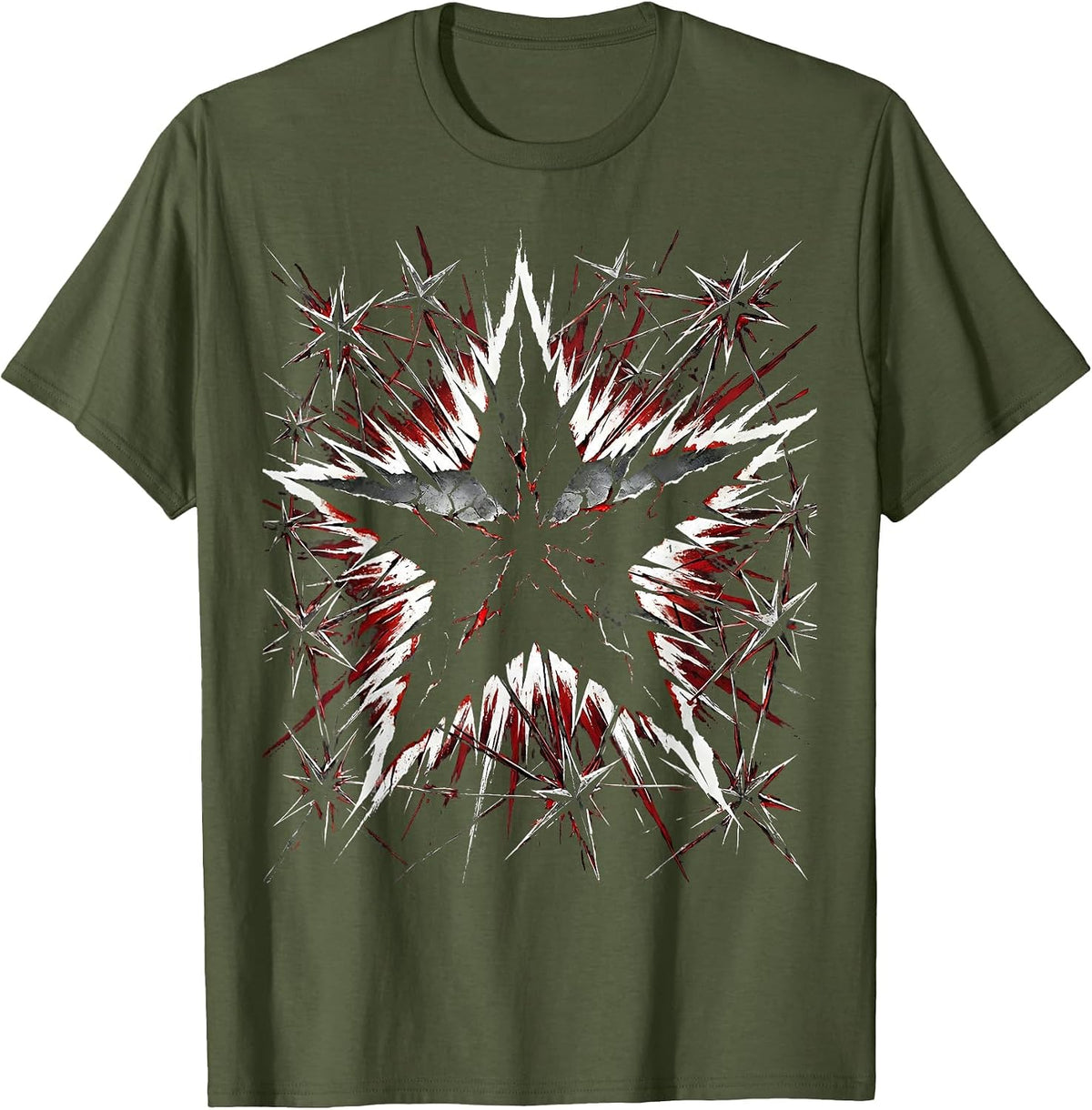 Men's Dark Star Constellation Celestial Night Sky T-Shirt - Olive Green