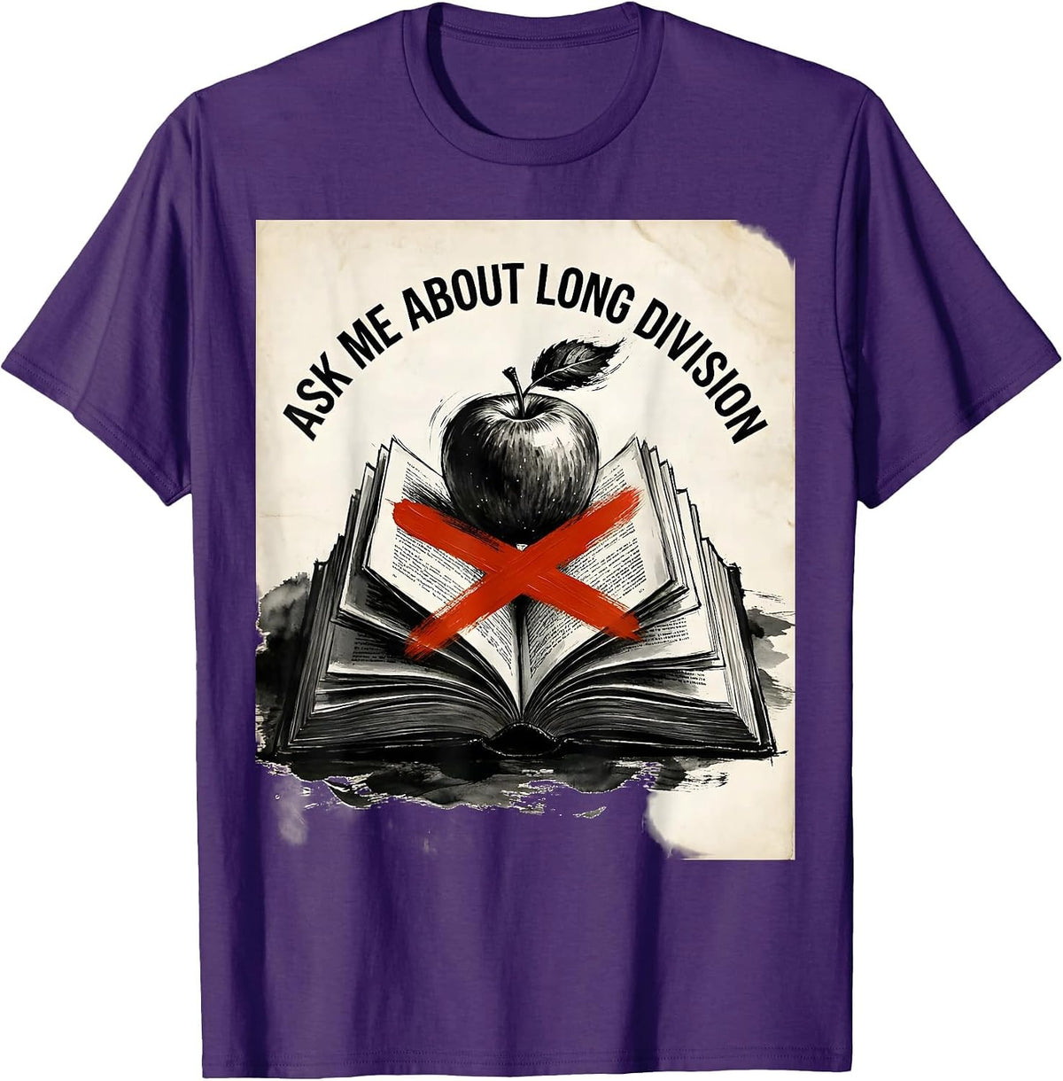 Men's Ask Me About Long Division 5th Grade Teacher T-Shirt - Purple