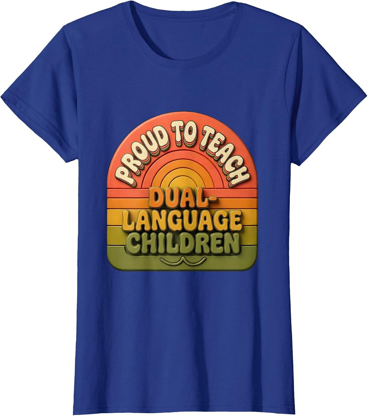 Women's Proud To Teach Dual-Language Children Retro Spanish Teacher T-Shirt - Royal Blue