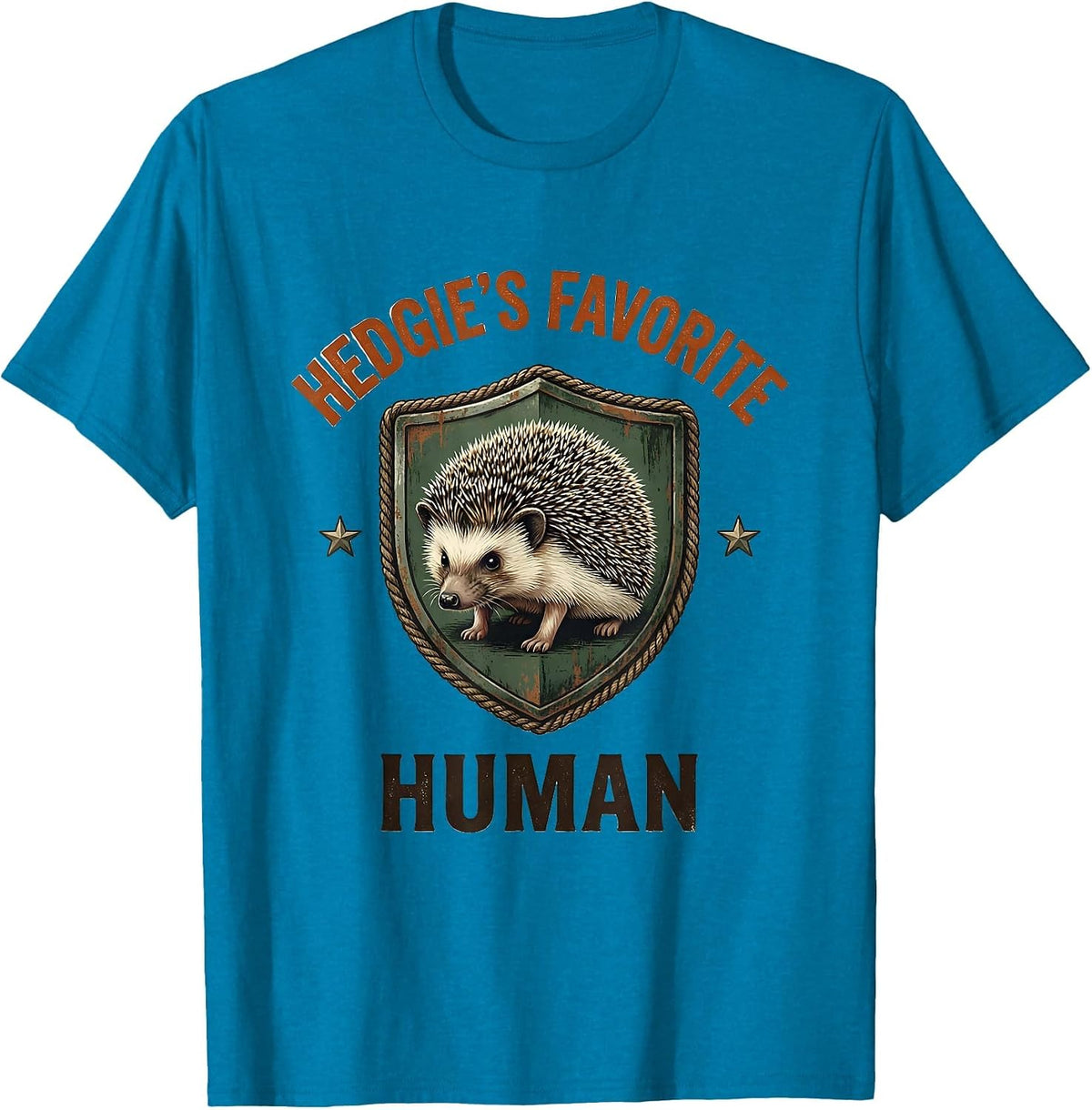 Hedgie's Favorite Human Vintage Cute Hedgehog Pet Lover T-Shirt - Sapphire Blue