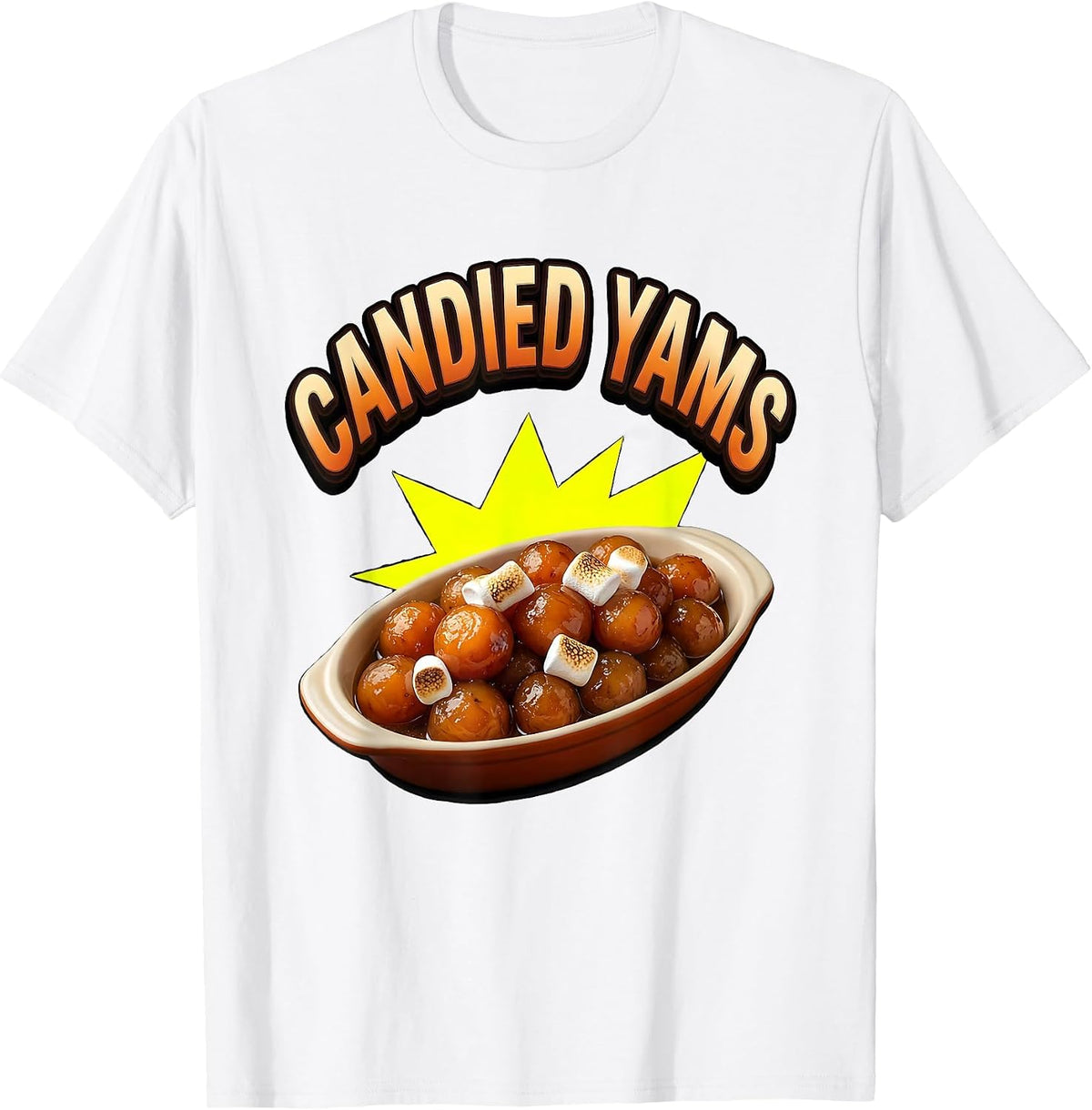 Men's Candied Yams Streetwear Bootleg 90's Rap Rock Vintage Funny T-Shirt - White