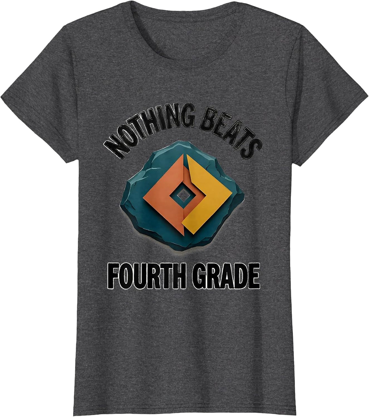 Women's Nothing Beats Fourth Grade Funny Fourth Grade Teacher Back T-Shirt - Dark Heather Grey