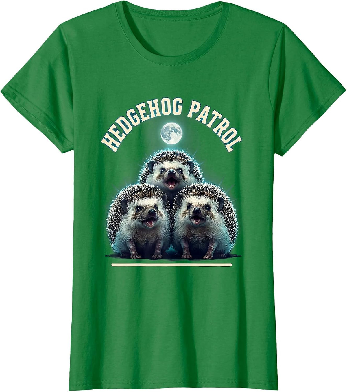 Hedgehog Patrol Sports Funny Absurd Meme Humor T-Shirt - Kelly Green