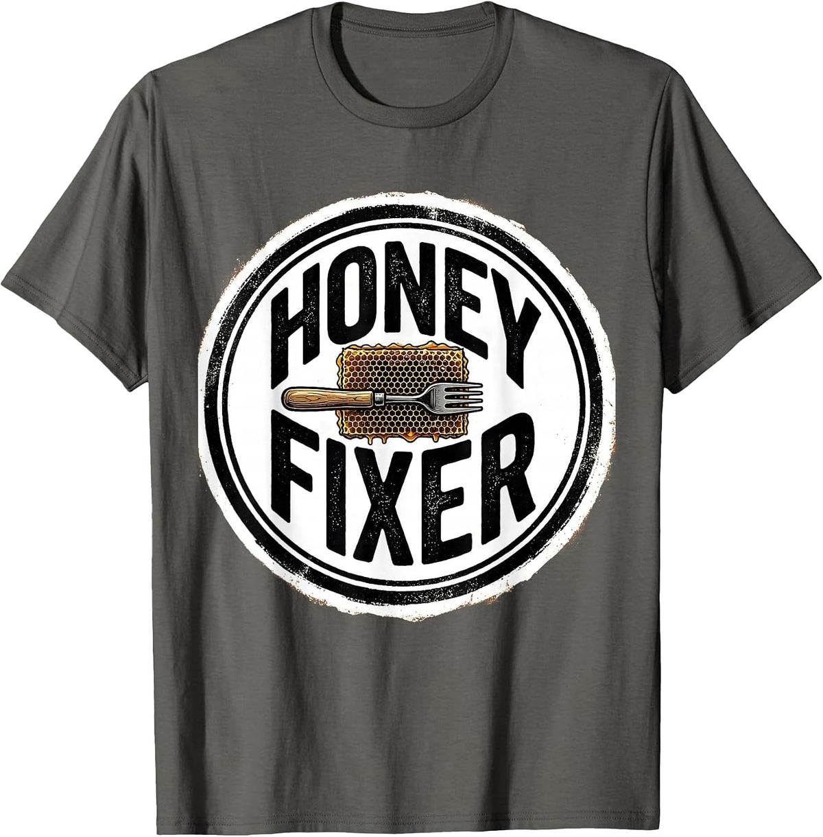 Honey Fixer Rubber Stamp Beekeeper Apiarist Humor T-Shirt - Asphalt Grey
