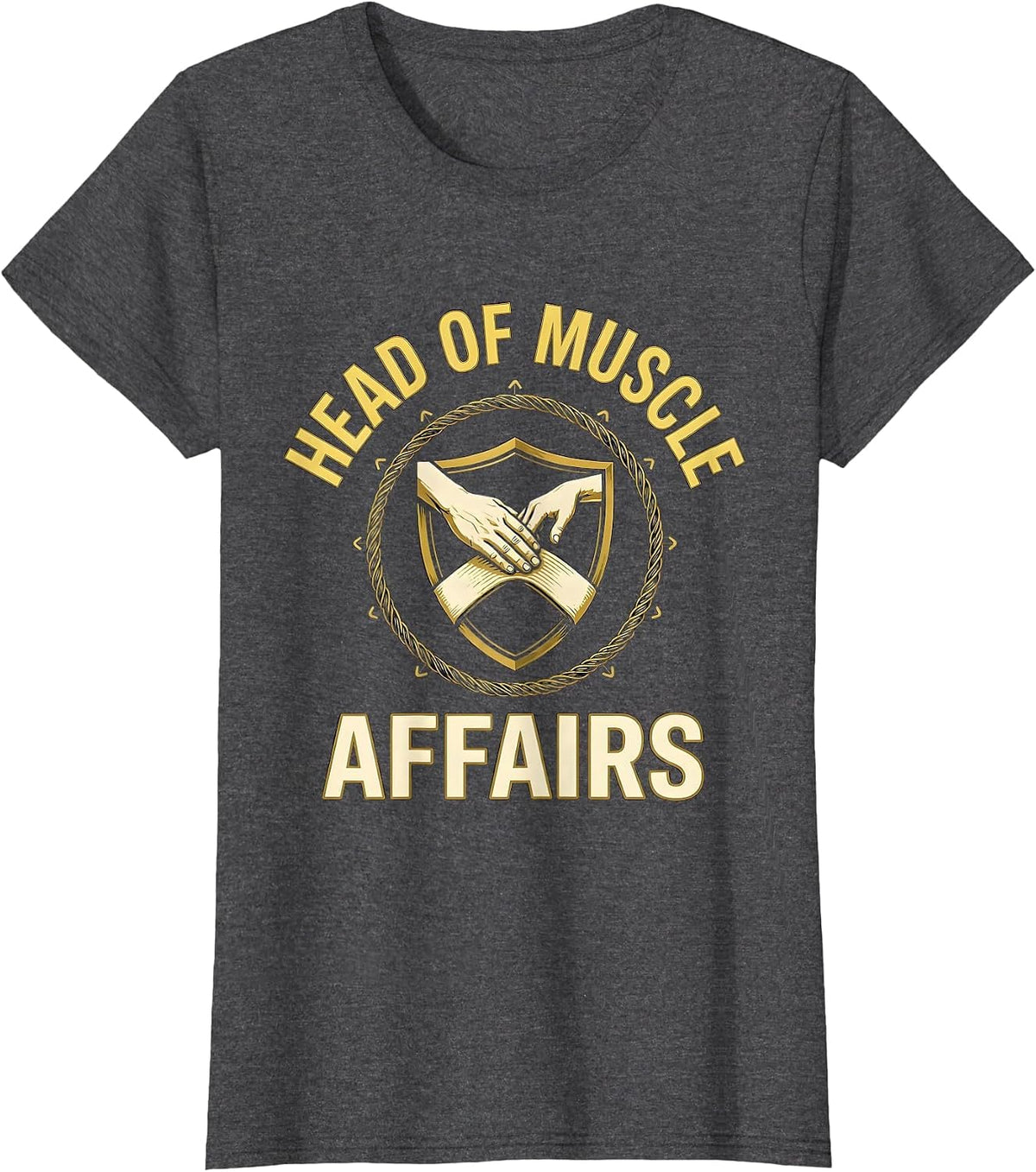 Women's Head of Muscle Affairs Funny Massage Therapist Occupational T-Shirt - Dark Heather Grey