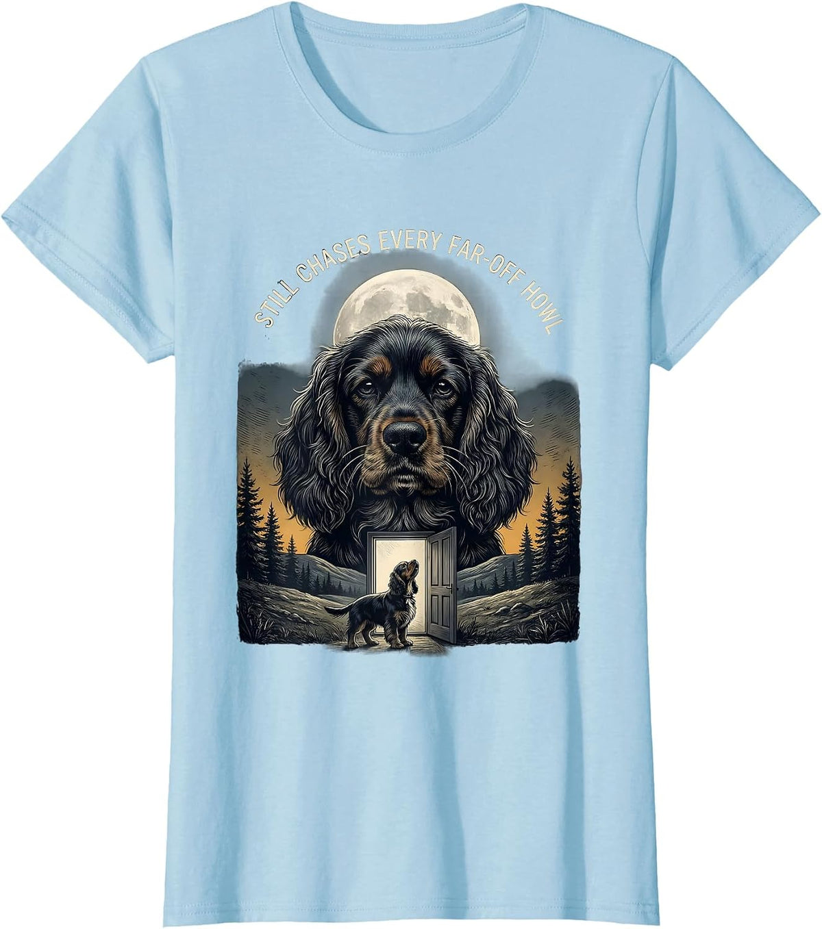 Still Chases Every Far-Off Howl Vintage Cocker Spaniel Breed T-Shirt - Baby Blue