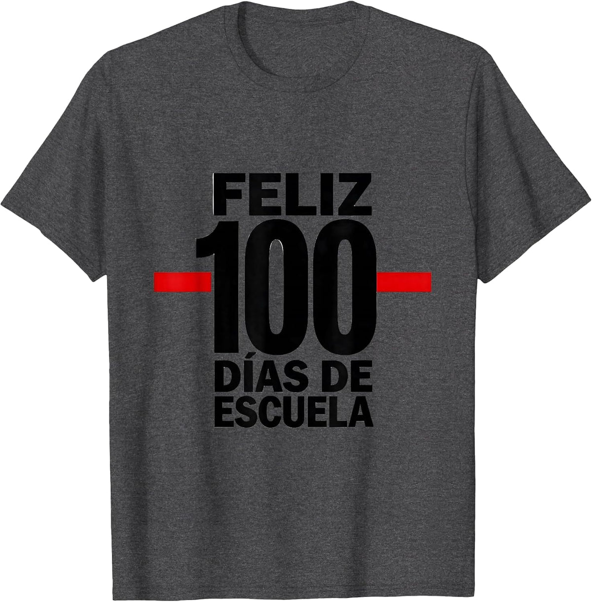 Men's Feliz 100 Días de Escuela Minimalist Spanish Teacher 100th T-Shirt - Dark Heather Grey
