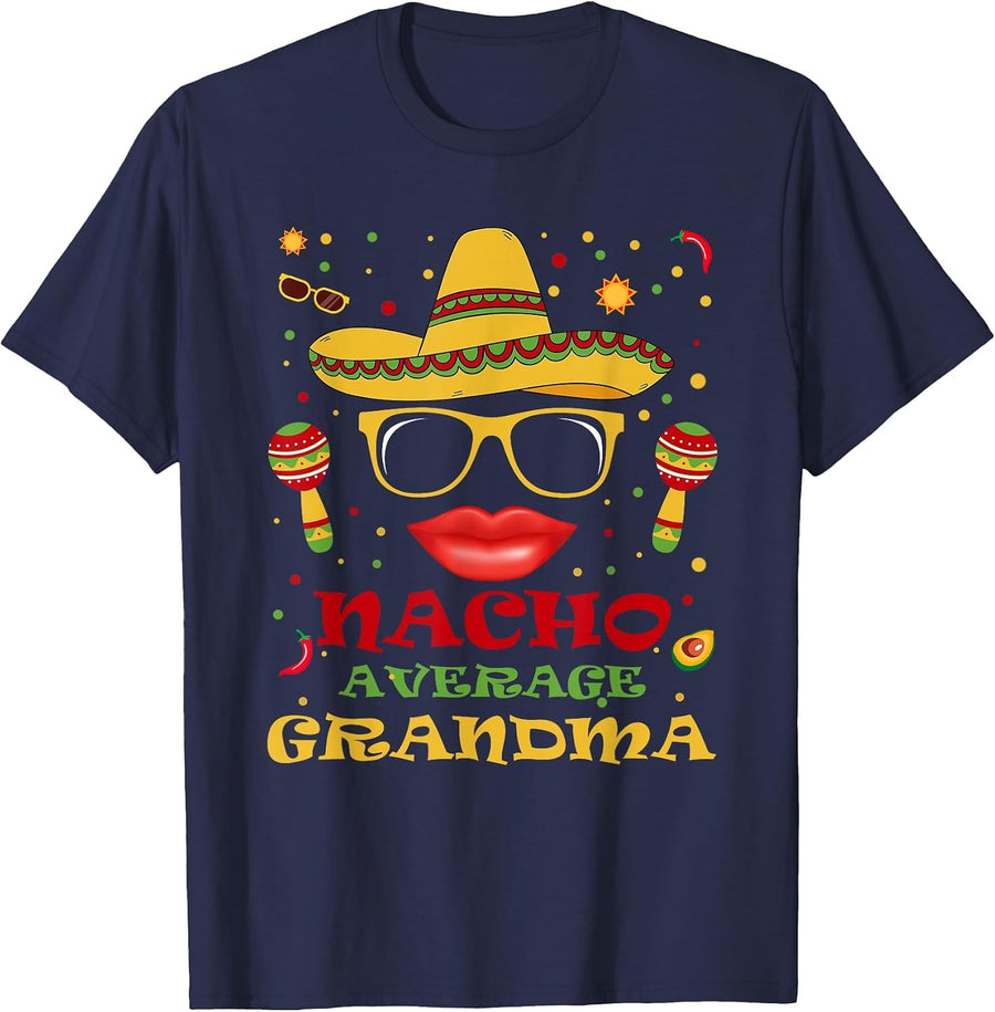 Funny Nacho Average Grandma Tee Cinco de Mayo Lover Mexican T-Shirt - Navy Blue