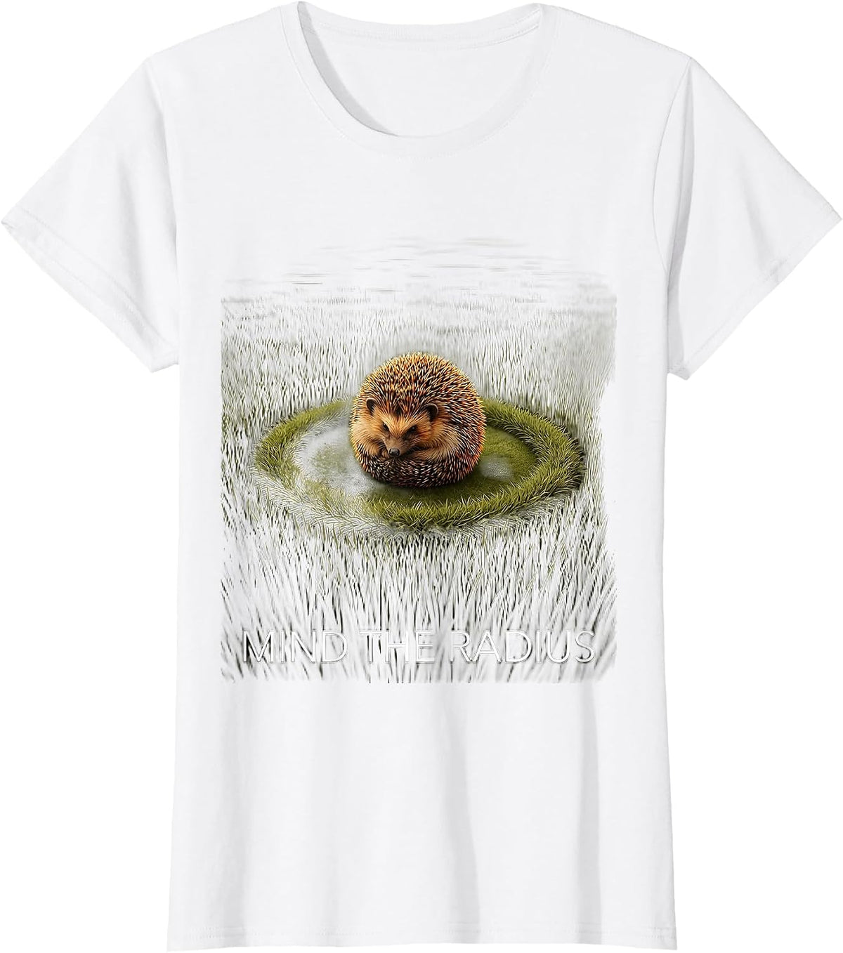 Women's Mind The Radius Cute Hedgehog Animal Lover Humor T-Shirt - White
