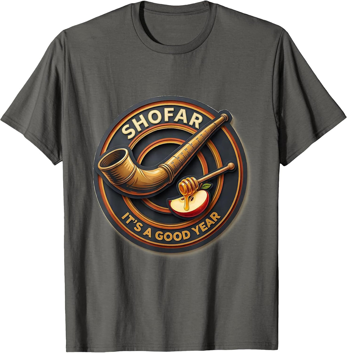 Men's Shofar It's A Good Year Paper Cutout Funny Rosh Hashanah T-Shirt - Asphalt Grey