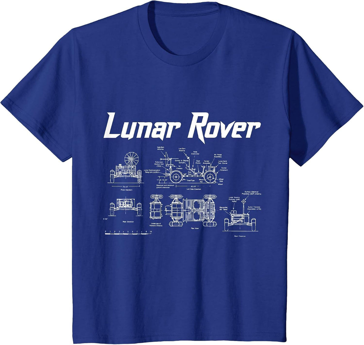 Lunar Rover Vehicle Blueprint Design Moon Landing T-Shirt - Royal Blue