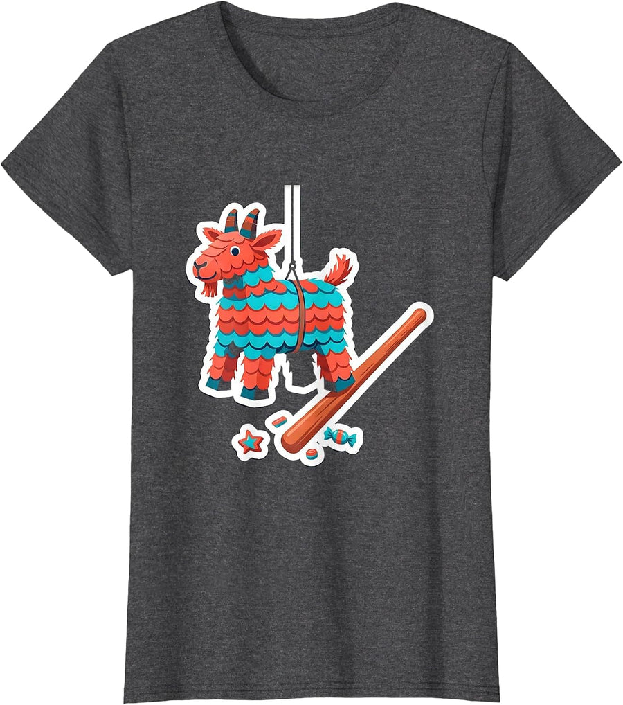 Women's Goat Pinata Funny Cinco De Mayo Party Costume T-Shirt - Dark Heather Grey
