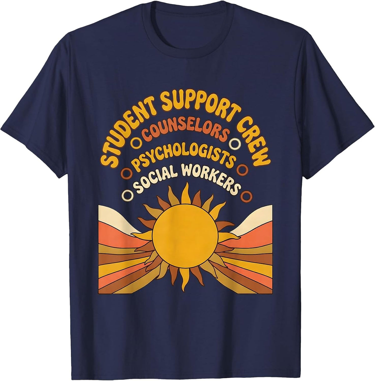 Men's Student Support Crew Counselors Psychologists Social Workers T-Shirt - Navy Blue