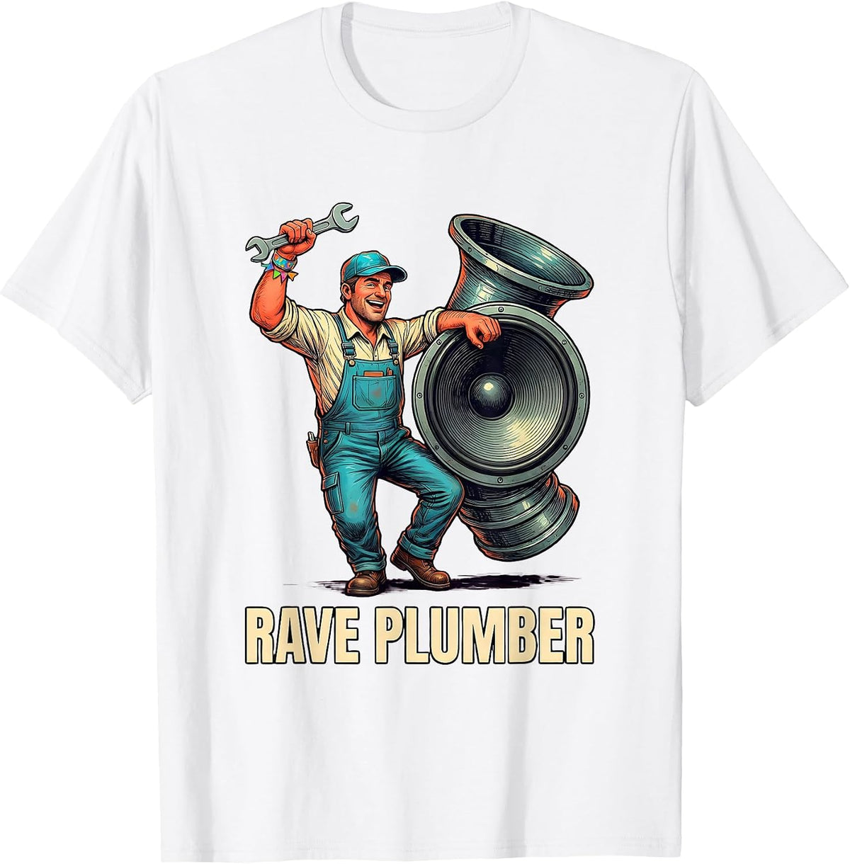 Men's Rave Plumber Funny EDM Music Festival Rave Daddy Humor T-Shirt - White