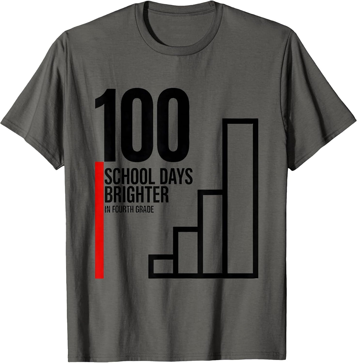 Men's 100 School Days Brighter In Fourth Grade Retro T-Shirt - Asphalt Grey