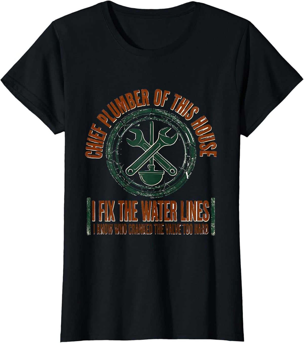 Chief Plumber Of This House Vintage Handyman Sarcastic Humor T-Shirt - Black