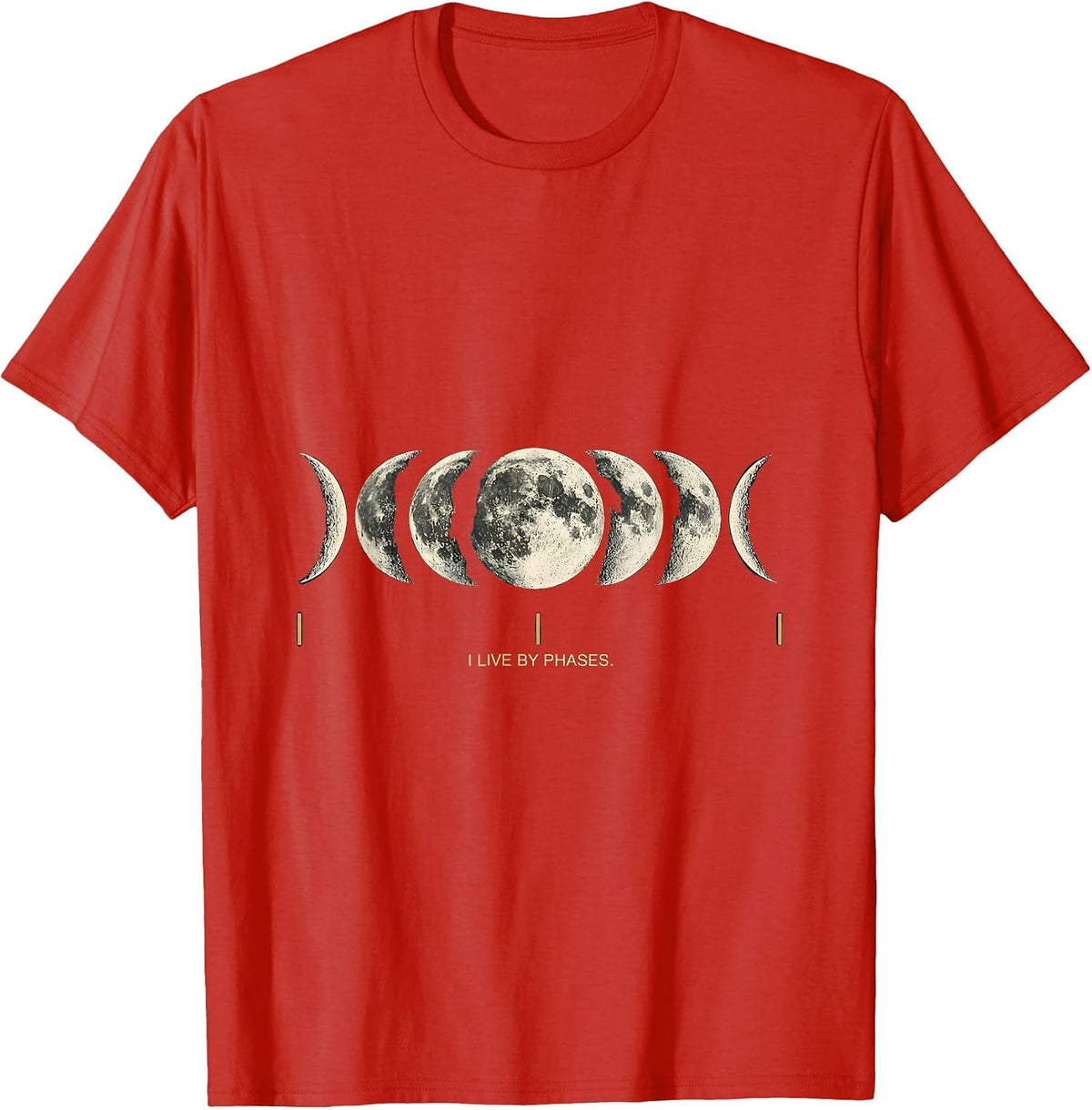 Men's I Live By Phases Celestial Moon Phase Astronomy Boho Graphic T-Shirt - Red