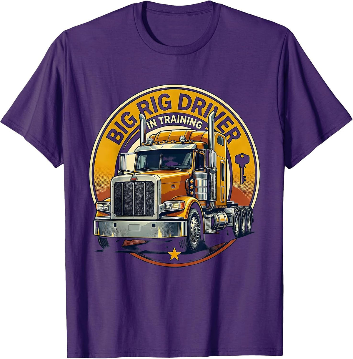 Men's Big Rig Driver In Training Funny Truck Lover Toddler Boy T-Shirt - Purple