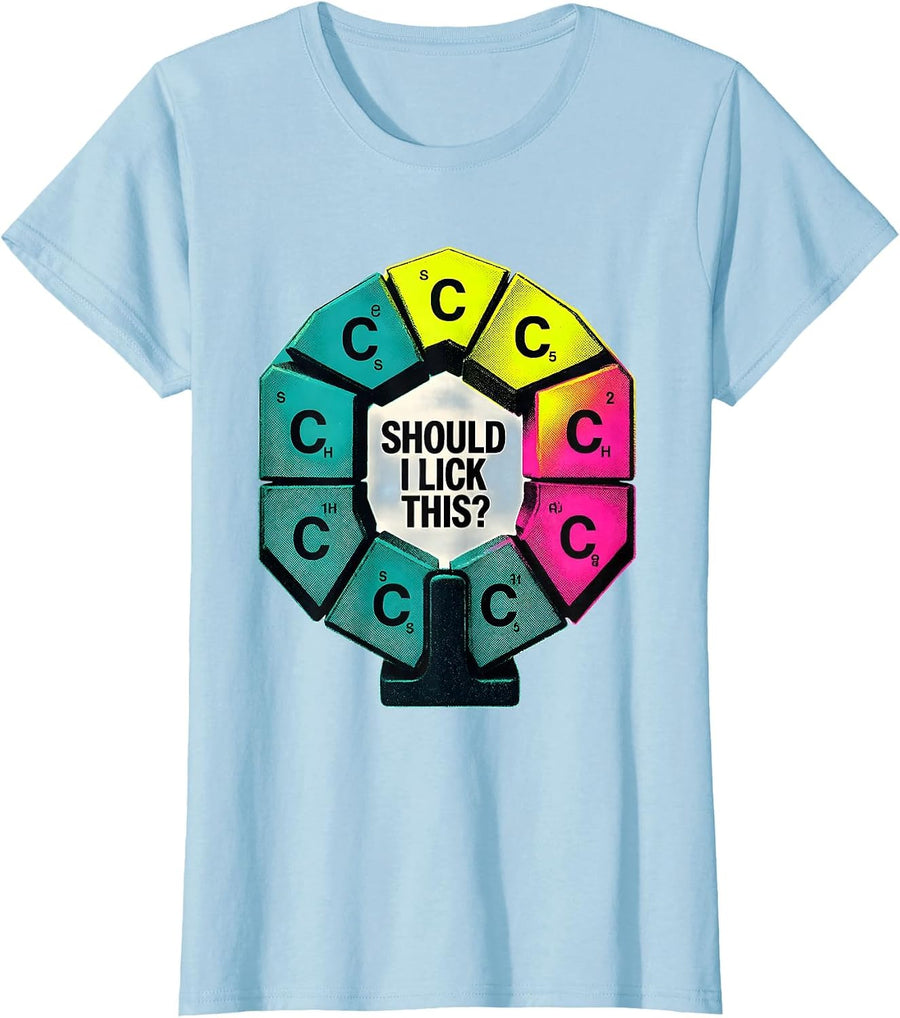 Women's Should I Lick This Funny Periodic Table Science Teacher Gift T-Shirt - Baby Blue