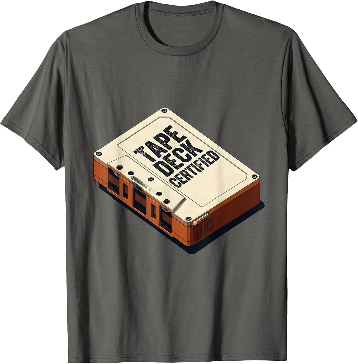Men's Tape Deck Certified Retro Hip-Hop Golden Era Lyric Quote T-Shirt - Asphalt Grey
