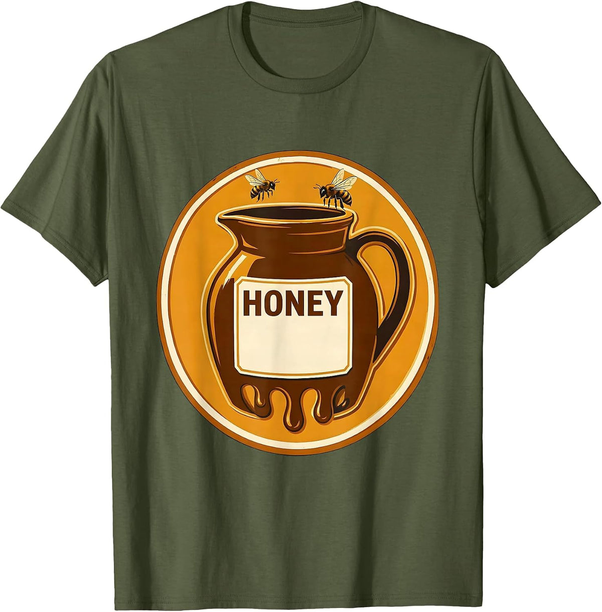 Honey Cute Honey Jar Bee Halloween Costume Matching Group T-Shirt - Olive Green