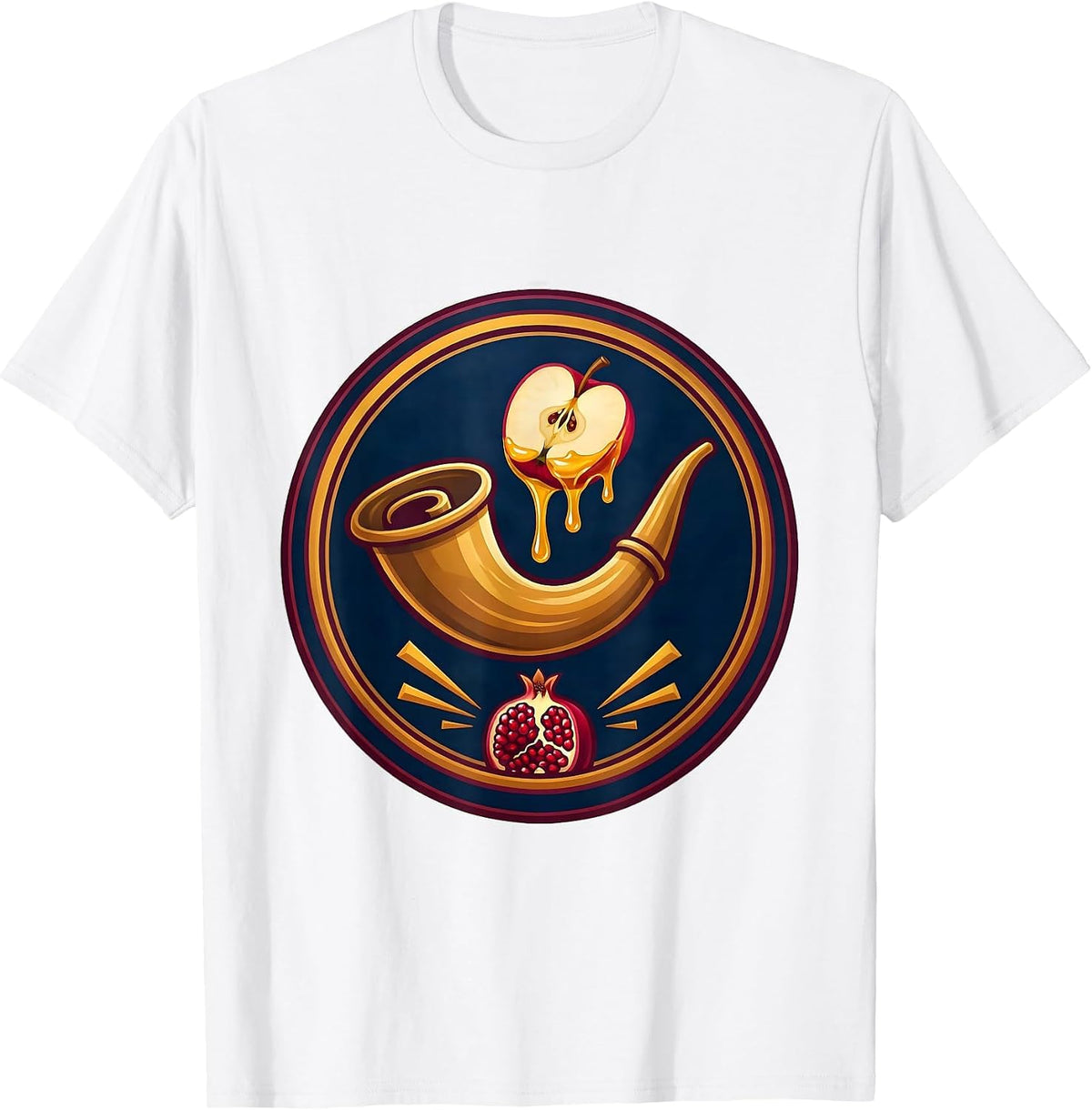 Men's Sealed Shield Badge Rosh Hashanah Jewish New Year T-Shirt - White