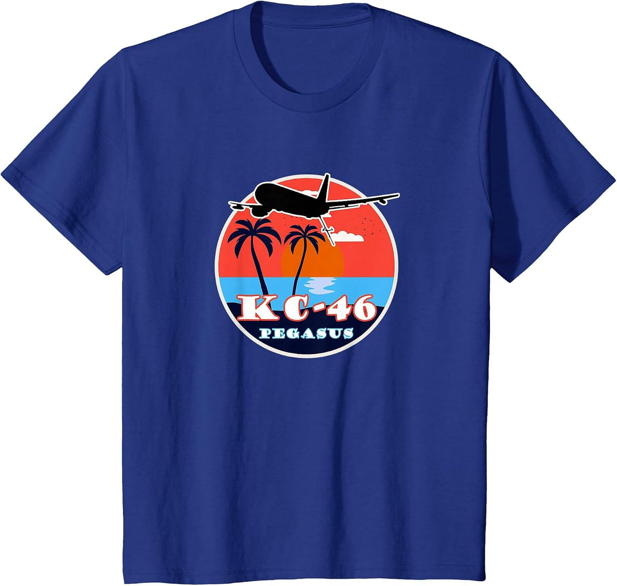 KC-46 Pegasus Vintage Tropical Sunset Air Refueling T-Shirt - Royal Blue
