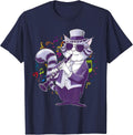Cat Playing The Clarinet Music Graphic Tees for Men Women T-Shirt - Navy Blue