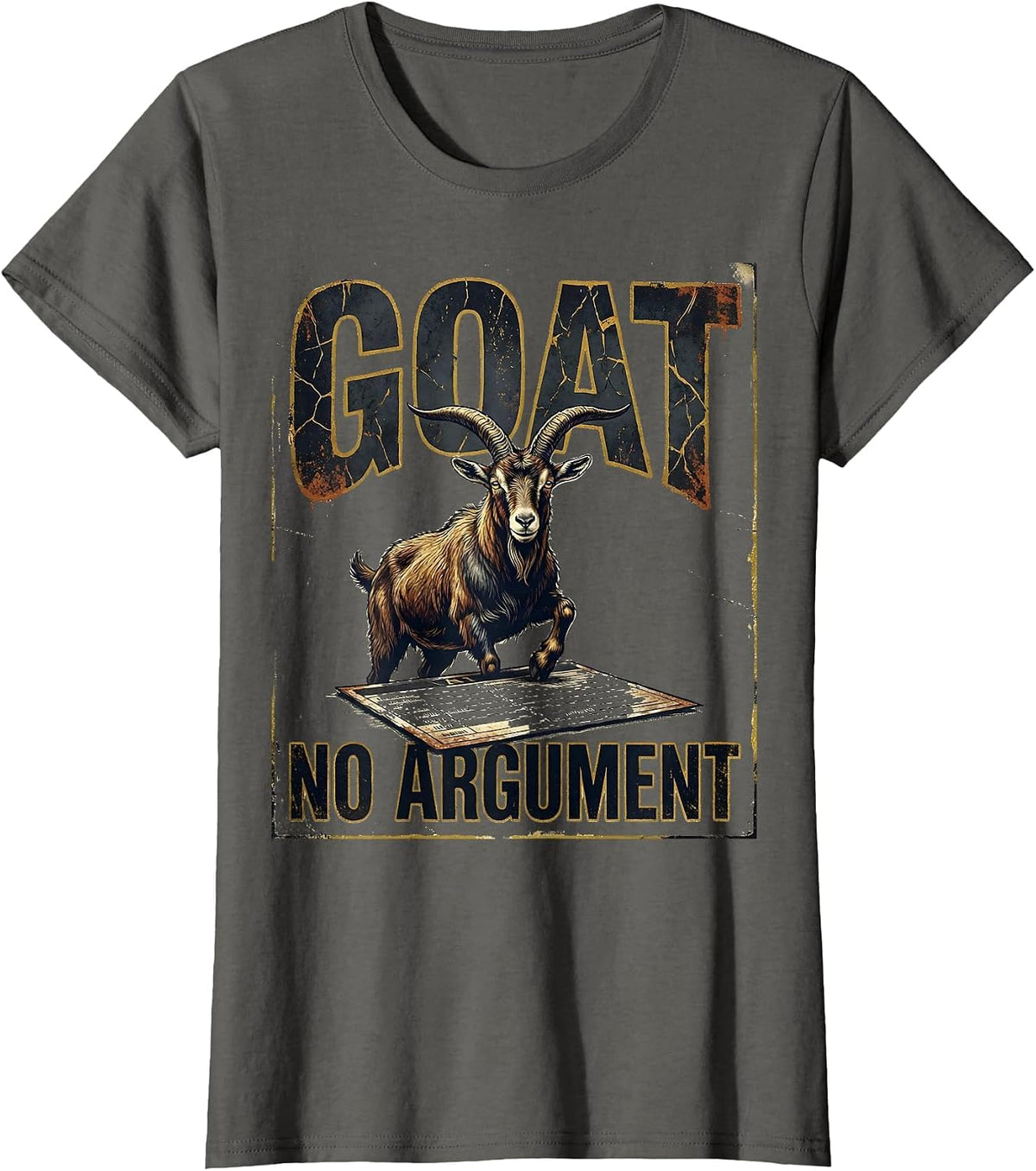Women's GOAT No Argument Distressed Funny Goat Lover Farm Animal T-Shirt - Asphalt Grey
