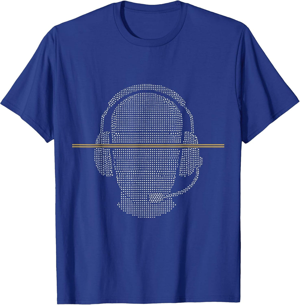 Dispatch Headset Stars Thin Gold Line 911 Dispatcher T-Shirt - Royal Blue