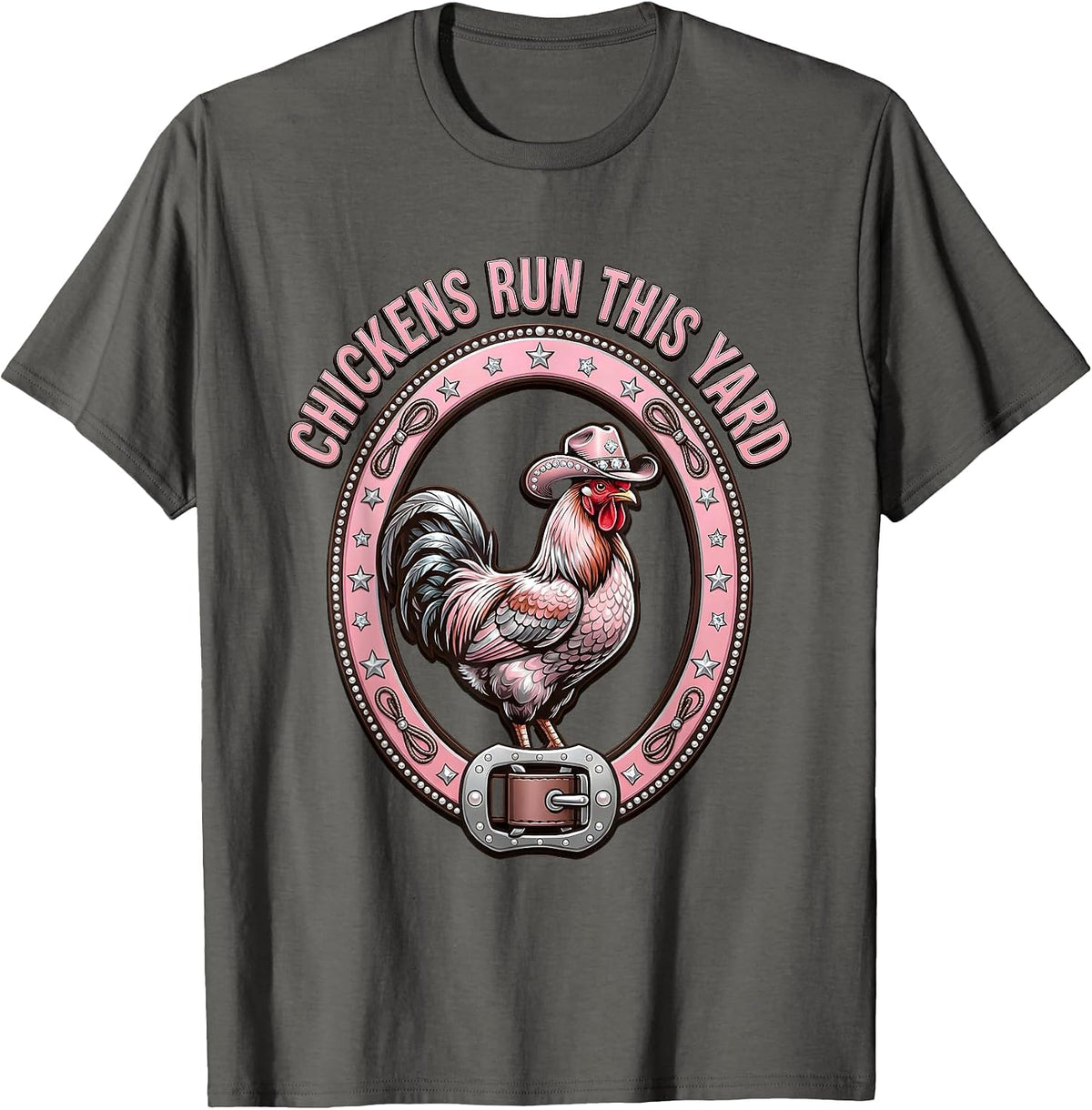 Men's Chickens Run This Yard Funny Chicken Design T-Shirt - Asphalt Grey
