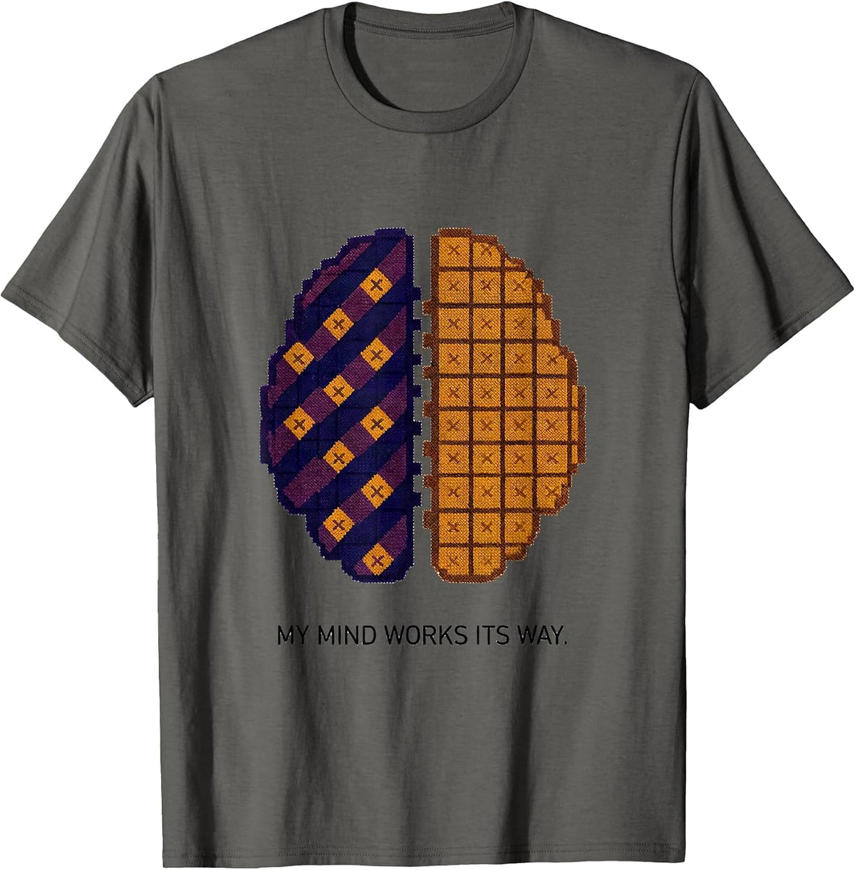 My Mind Works Its Way Dyslexia Awareness Design T-Shirt - Asphalt Grey