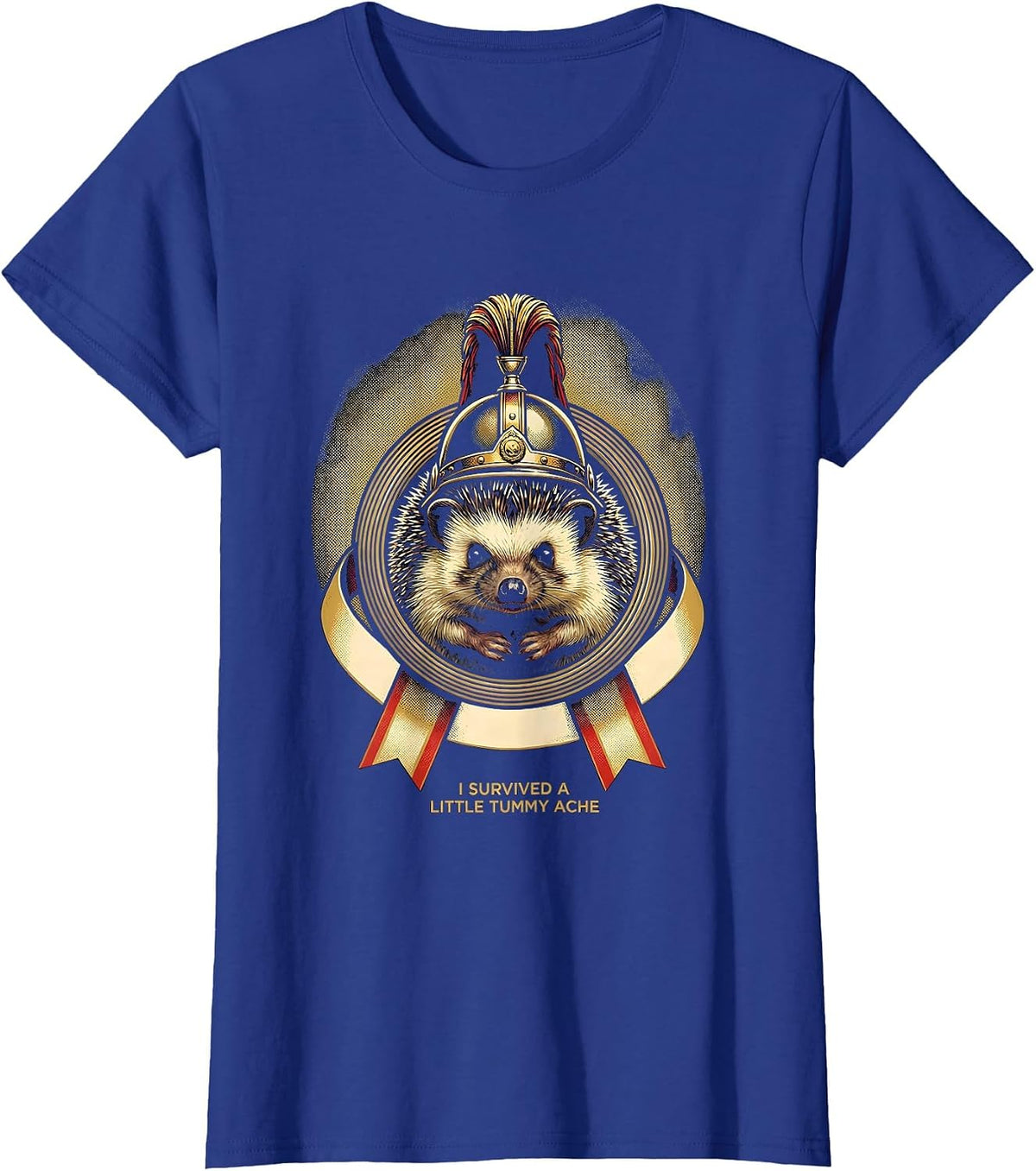 Women's I Survived A Little Tummy Ache Funny Hedgehog Meme Humor T-Shirt - Royal Blue