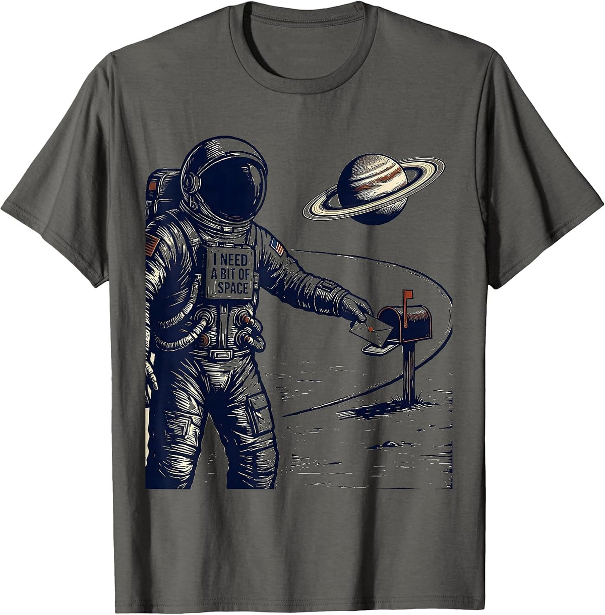 Men's I Need A Bit Of Space Funny Astronaut Retro Space Lover T-Shirt - Asphalt Grey
