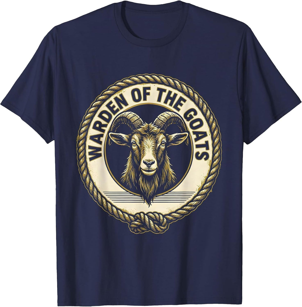 Men's Warden Of The Goats Funny Goat Lover Farm Animal Humor T-Shirt - Navy Blue