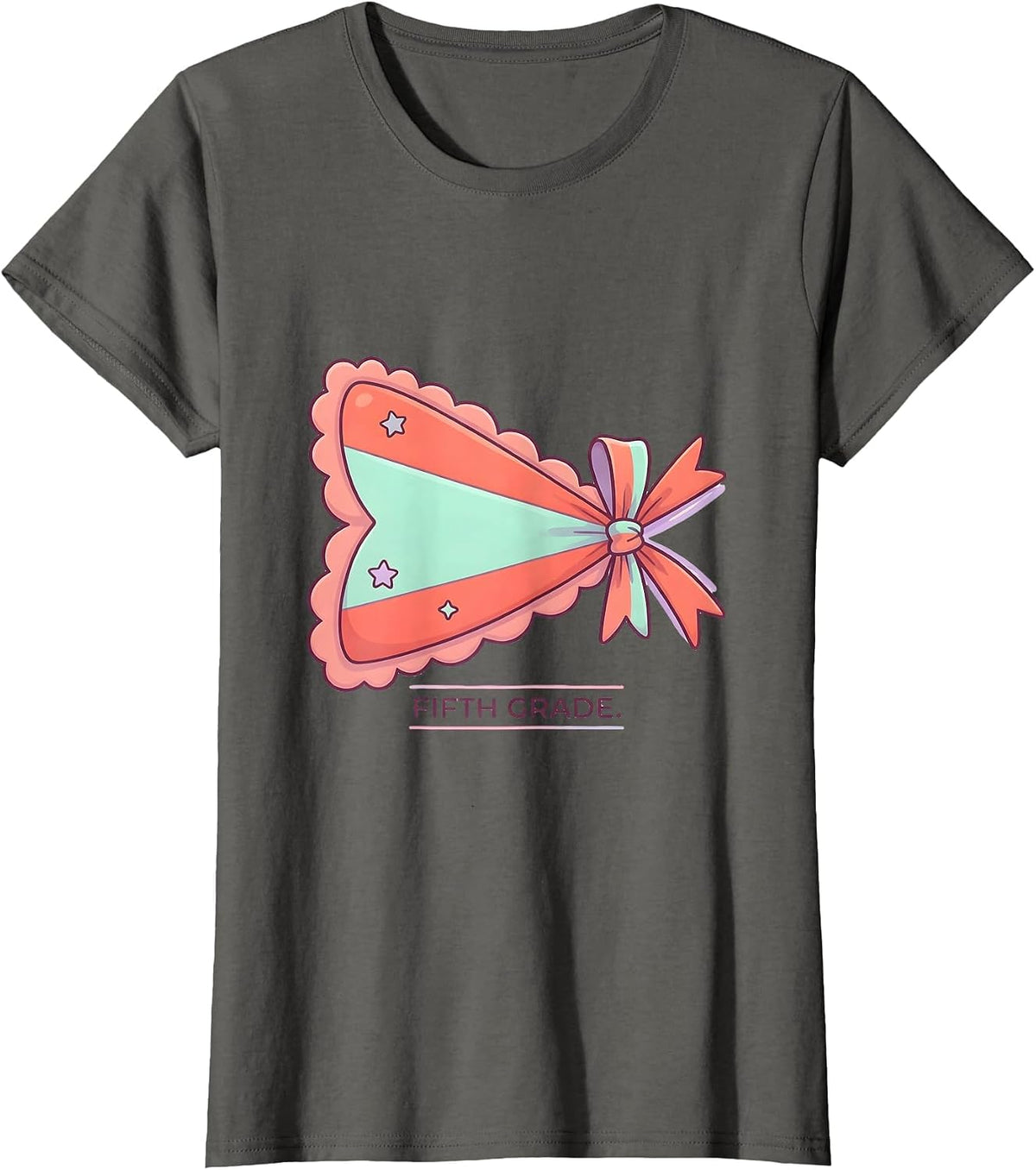 Women's Fifth Grade Cute Kawaii Back To School Girl Teacher T-Shirt - Asphalt Grey