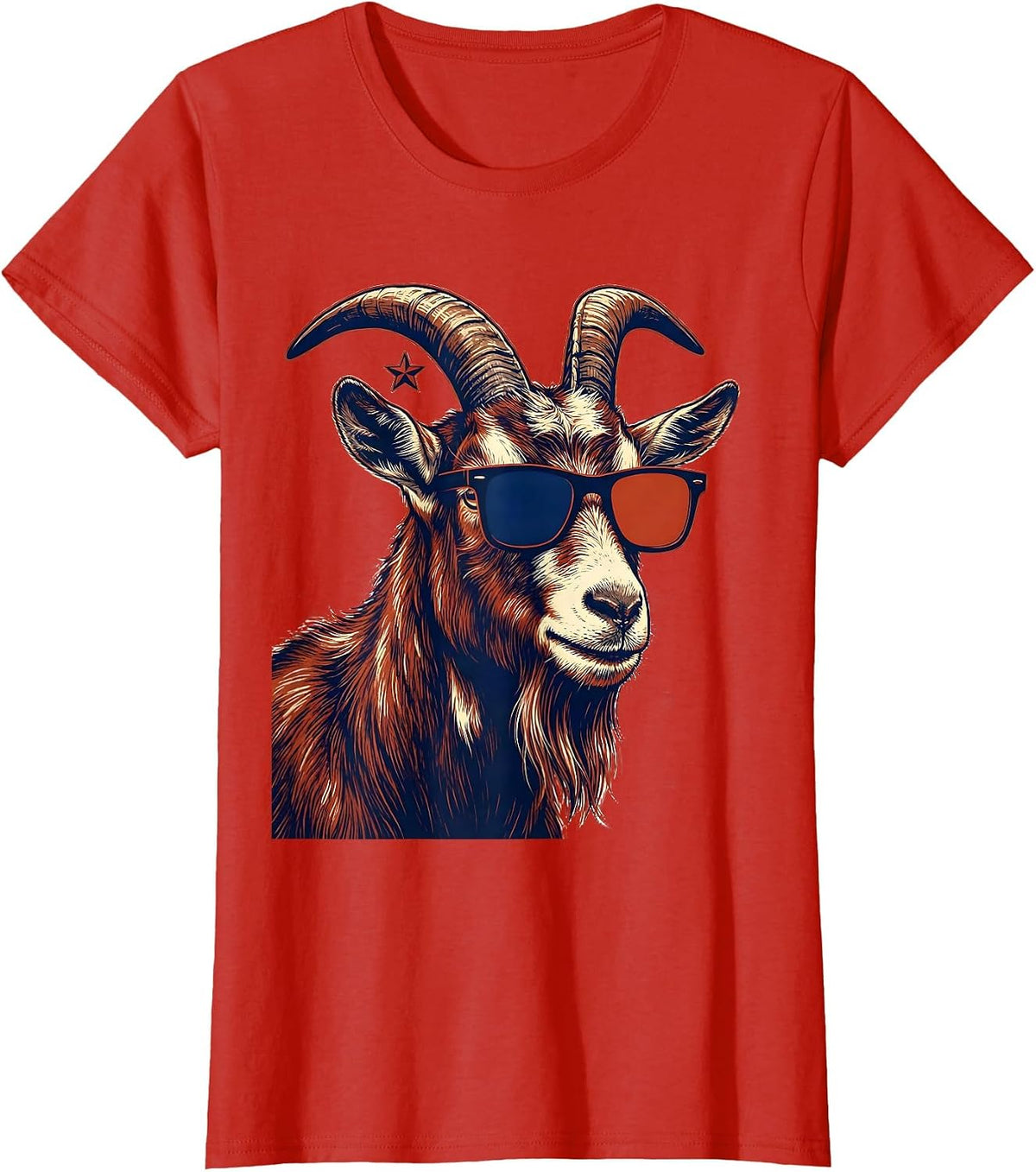 Goat with Sunglasses Novelty Humor Animal Lover T-Shirt - Red