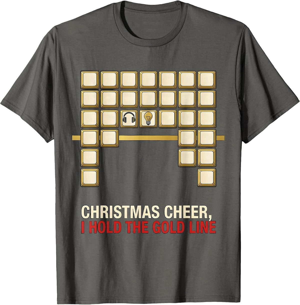 Men's Christmas Cheer I Hold The Gold Line Funny 911 Dispatcher T-Shirt - Asphalt Grey