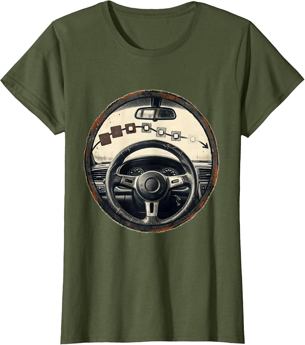 Women's School Bus Driver Distressed Appreciation Gift T-Shirt - Olive Green