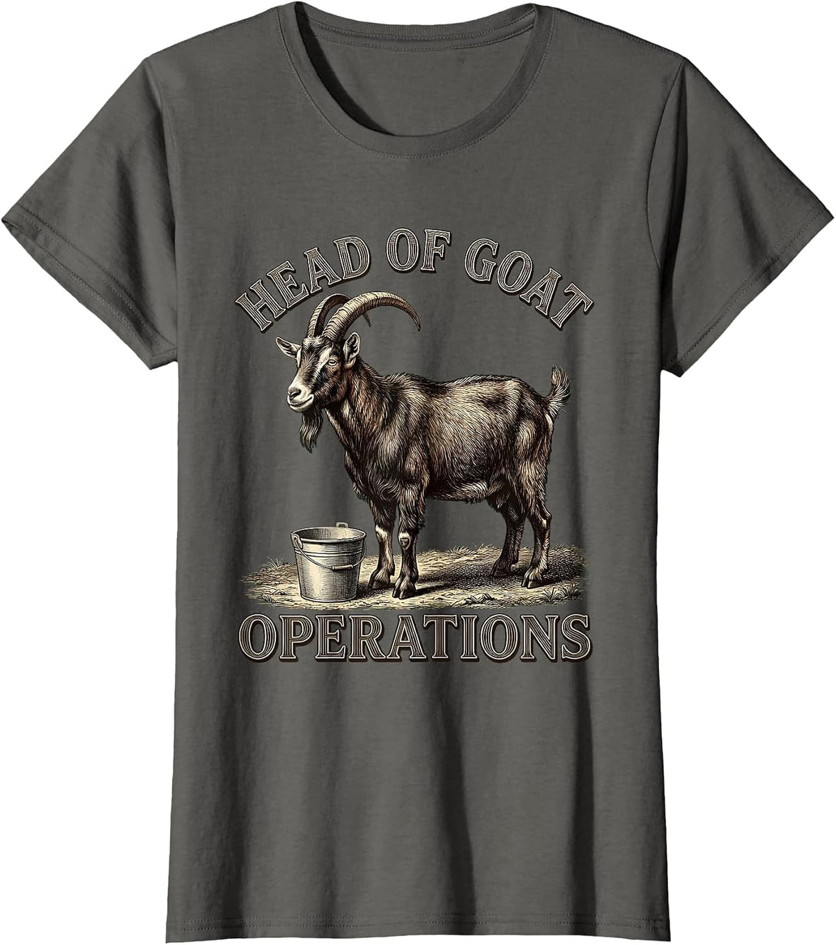 Women's Head Of Goat Operations Funny Goat Lover Farm Humor T-Shirt - Asphalt Grey