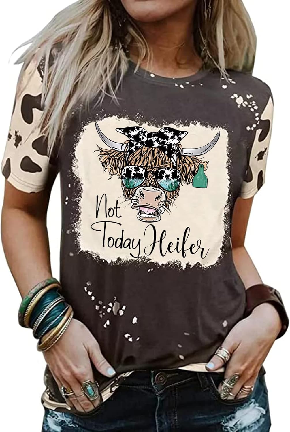 Cow Shirts for Women Cute Cattle Cowgirl T-Shirt Funny Animal Graphic Farm Life Tee Casual Short Sleeve Holiday Tops -