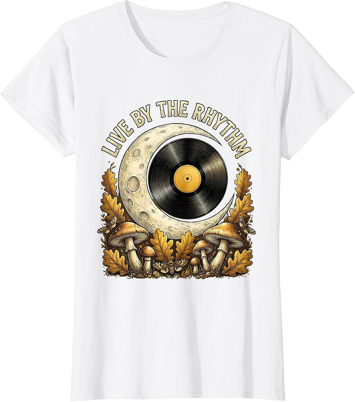 Live by the Rhythm Hip Hop Graphic Design T-Shirt - White