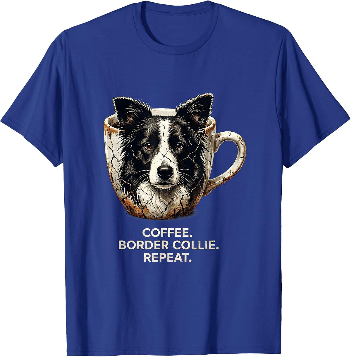 Men's Coffee. Border Collie. Repeat. Funny Dog Owner Coffee Lover T-Shirt - Royal Blue