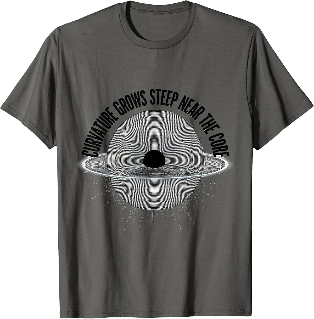 Men's Curvature Grows Steep Near The Core Astrophysics Physics T-Shirt - Asphalt Grey
